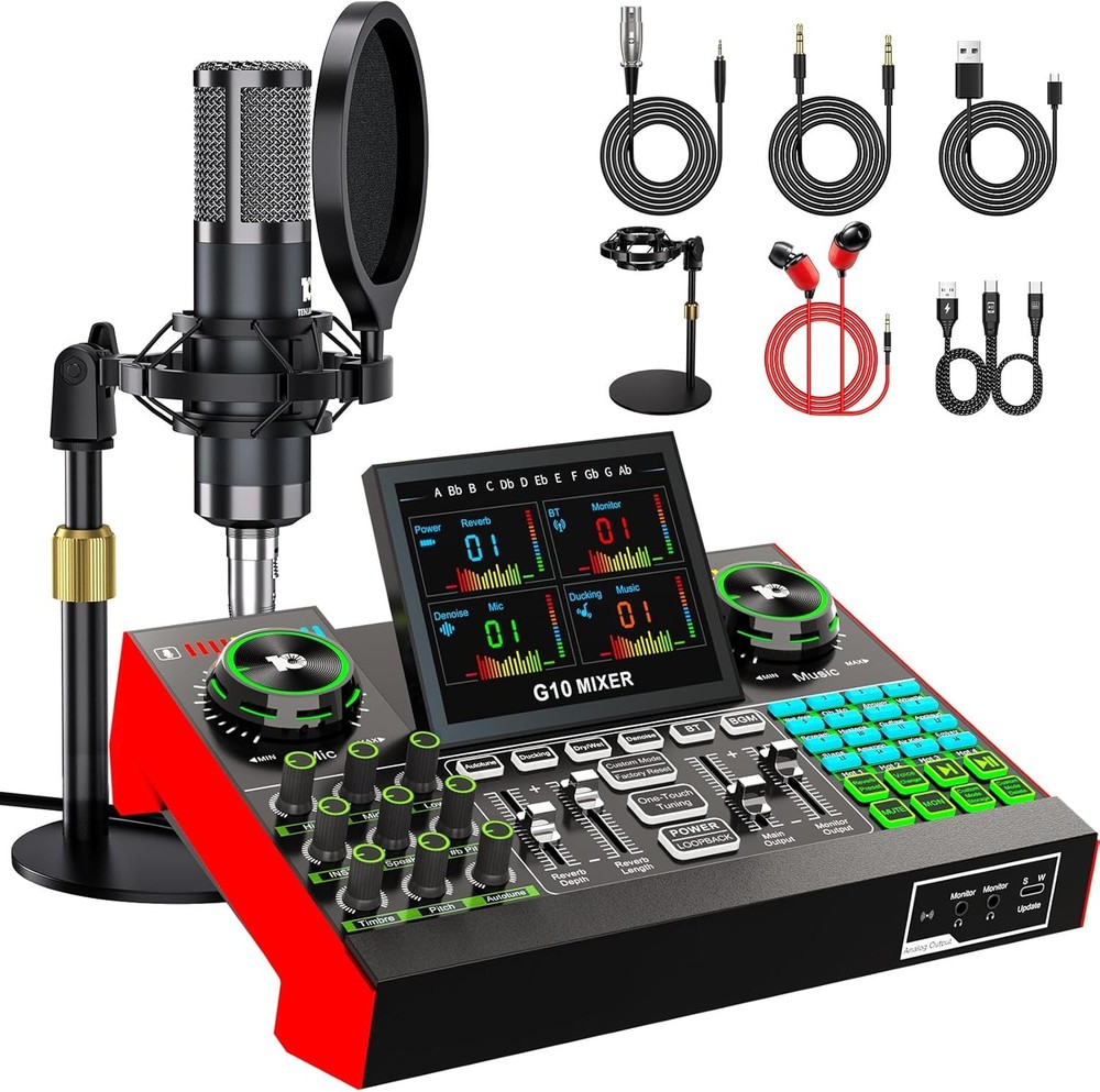 Live Sound Board Podcast Microphone Bundle Audio Mixer