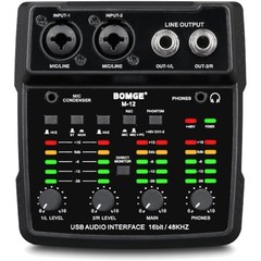 USB Audio Interface 2-Channel Mixer XLR 3.5mm Input 48V Power Supply