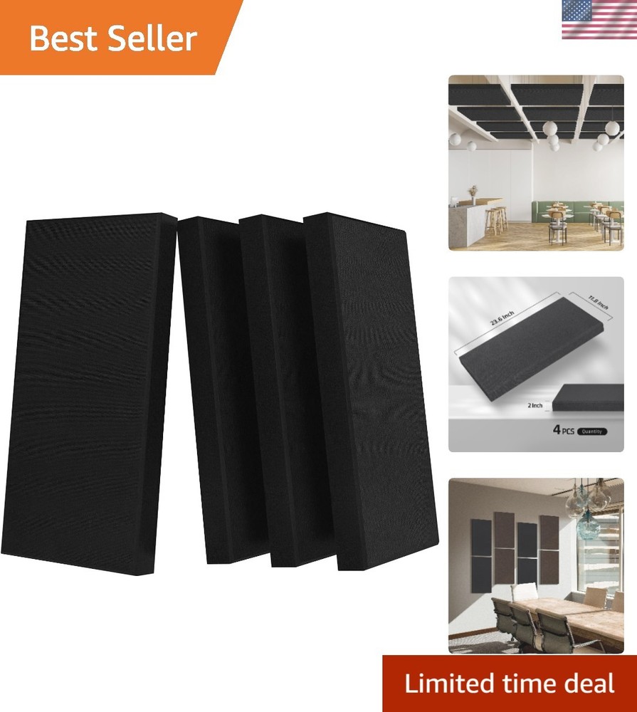 Versatile 4 PCS Fiberglass Acoustic Panels – 2″ Thick for Walls and Ceilings
