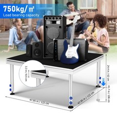 4 *4 ft Portable Stage Platform Modular System Height Adjustable Riser 24″ – 40″