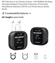 Melonare PM-1 Wireless In-Ear Monitor System – UHF 500MHz, No Delay, HD…