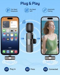 Pink Wireless Lavalier Microphone for iPhone & Android – Mini Clip-On