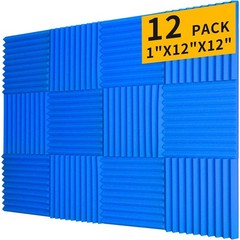 12 Pack 1″ X 12″X 12″Blue Acoustic Foam Panels Sound Proof Foam Panels for Walls