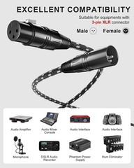 XLR Cables, 3ft 2 Pack Microphone Cable, XLR Male to Female Balanced Microphone