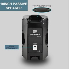 PRORECK 1600W 10″ PA System Powered Mixer Passive Speakers Bluetooth DJ Bundle