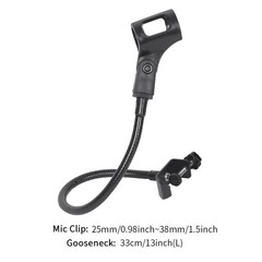 Microphone Arm Stand Adjustable Gooseneck Podium Mic with Desk Mount Clamp Black