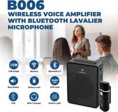 Wireless Voice Amplifier with Bluetooth Lavalier Microphone, Professional Noise