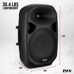 LyxPro 15“ PA Active Speaker System Compact and Portable with Equalizer