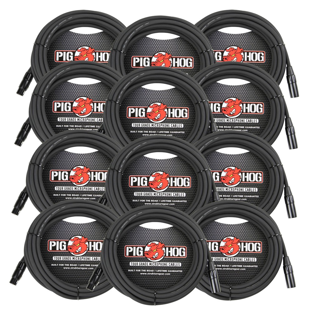 Pig Hog High Performance 8mm XLR Microphone Cable, 25 ft PHM25 – 12 Units