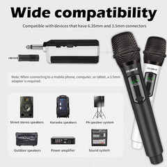 Wireless Microphones, Professional Dual Karaoke Microphone for Singing, Handheld
