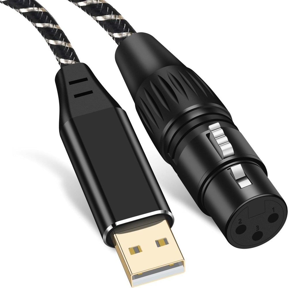 6.6 FT USB Microphone Cable XLR Female To USB A Mic Link Converter Recording