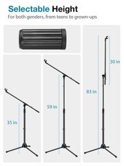 InnoGear Microphone Stand, Boom Arm Mic Stand Floor Detachable Height Black