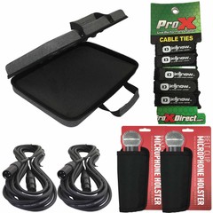 Accessories Pack Male-Female 20ft XLR Cables 2 Pack + Ties + Case + Mic Holsters