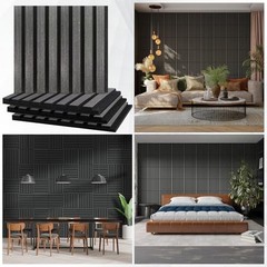 8 Pcs 3D Wood Wall Panels Peel and Stick Self Adhesive Wood Slat Dark Gray