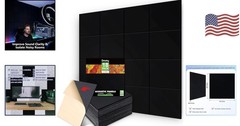 Seamless Installation Black Acoustic Panels 12″X12″ – 18 Pack Noise Reducers