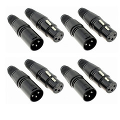 XLR 3 Pin Male Female Audio Connectors 4 Pair Set