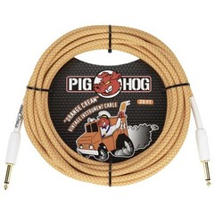 Pig Hog Orange Cream v. 2.0 Tour Grade Vintage Woven Instrument Cable, 20ft,