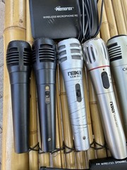 12 Mixed Wired & Wireless Microphones Cables Memorex Naxa Lot