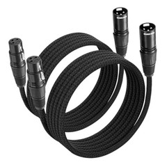 2 Pack 10 FT XLR Microphone Cable Male to Female 3Pin Nylon Braided
