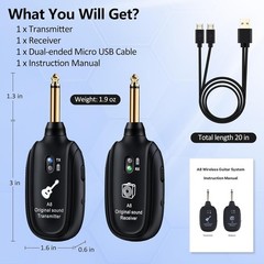 Wireless Guitar System – UHF Technology, 100ft Range, Rechargeable & Easy to Use