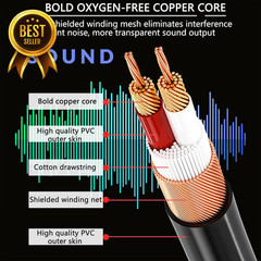 25FT XLR Microphone Cables 6 Pack Gold Plated 3 Pin Multicolor
