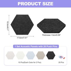 Acoustic Panel with 20 Push Pin (Black,Dark Brown,Bright Gray,Light Brown,White)