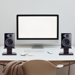 Pair Desktop Speaker Stand Studio Monitor Mount 6″ High Tabletop 15kg Load