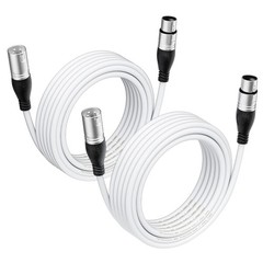 2 PCS White 10 Ft XLR Male To Female 3Pin Premium Microphone Speaker Cable