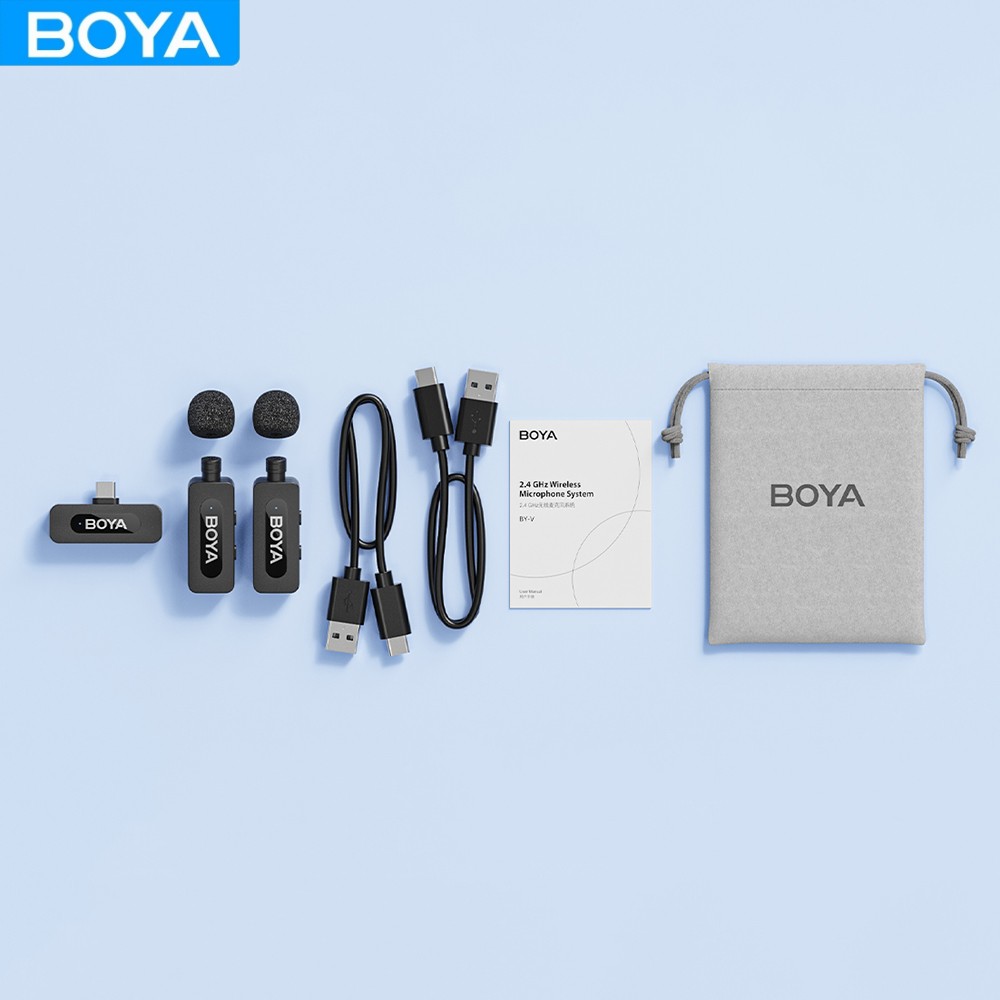 BOYA BY-V20 Mini Wireless Lavalier Microphone for iPhone 17/16/15 Android Laptop