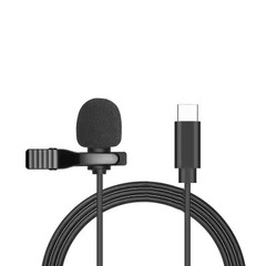1.5m Mini Portable Lavalier Microphone Condenser Clip-on Lapel Mic Wired USB 3.5