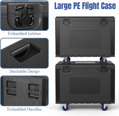 Utility Cable Trunk Road Case with Wheels, Stackable Heavy Duty ATA Rolling Case