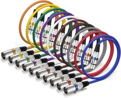 Versatile 2ft XLR Cable 10 Pack – Color-Coded 3 Pin Male to Female Connections