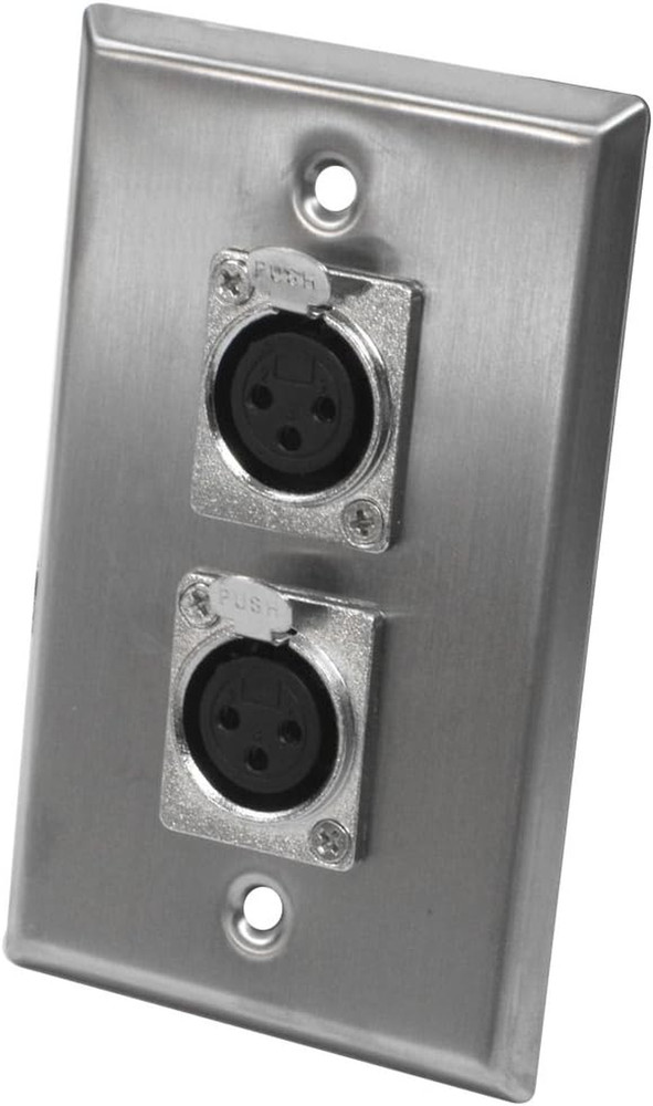 Stainless Steel Wall Plate with Dual XLR Female Connectors for Audio Video