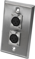Stainless Steel Wall Plate with Dual XLR Female Connectors for Audio Video