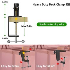 Heavy Duty Metal Table Mount Clamp, Metal Desk Clamp for Mic Boom Arm Stand A…