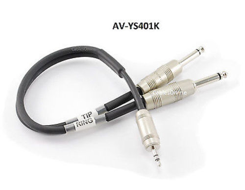1ft Kirlin 3.5mm TRS Stereo Male Plug to Dual 1/4″ TS Mono Male Noise-Free Cable
