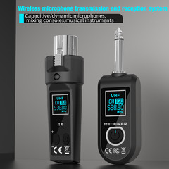 UHF Wireless Microphone Converter XLR Transmitter Receiver for Mic Mixer Guitar