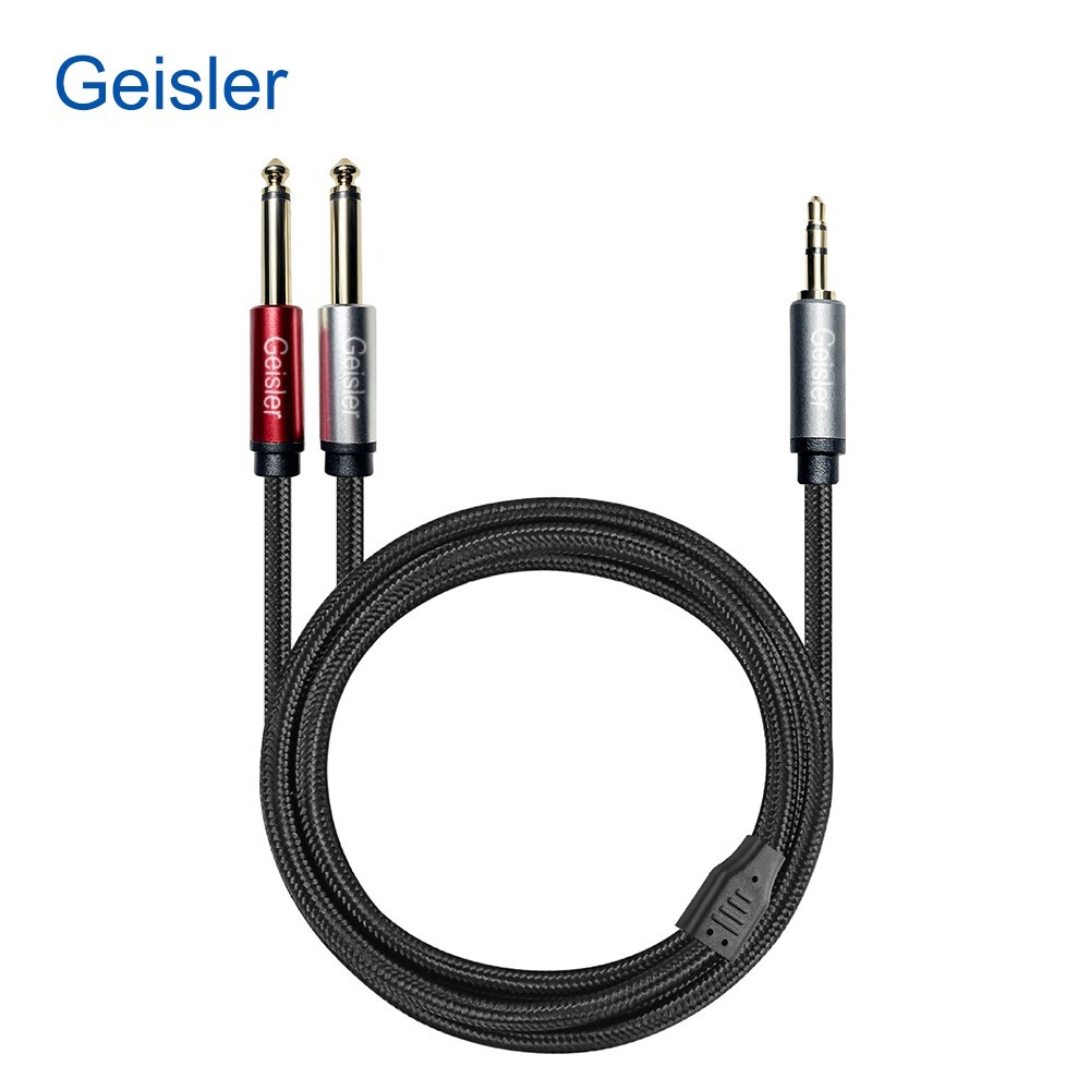 3.5 ST-2×6.35 Nylon Braid Aux Cable Sheild Wire Low Noise for muscial instrument