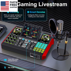 Podcast Microphone Bundle with Live Sound Board Audio Mixer, Podcast Equipment