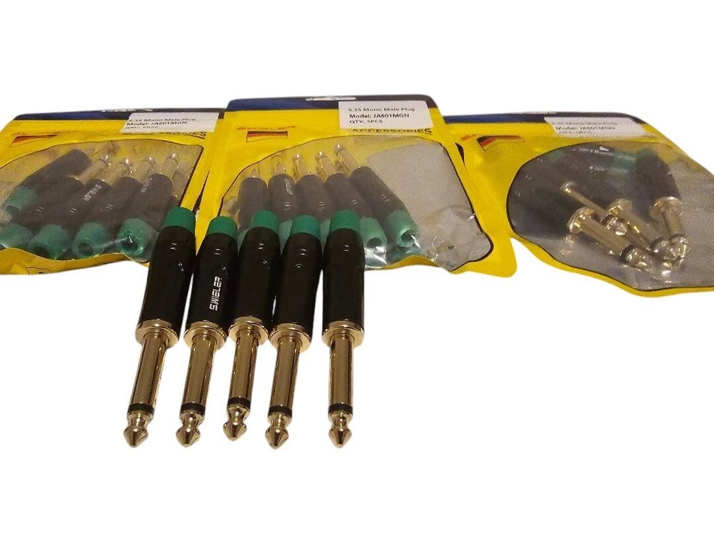 1/4″ 6.35mm TS Mono Metal Male Plug Audio Guitar Cable Jack green Connector