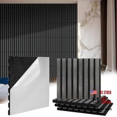 8 Pcs 3D Wood Wall Panels Peel and Stick Self Adhesive Wood Slat Dark Gray