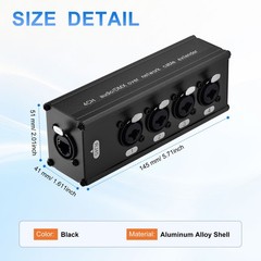 4 Channel XLR to Ethernet Extender, XLR 6.35 Female to RJ45, Black