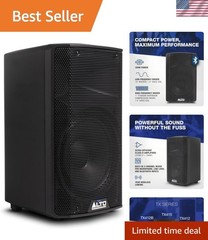 TX410 350W 10″ Powered PA Speaker with TWS Bluetooth, 2-Channel Mixer, Monito…
