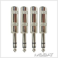 4 Qty, 1/4″ Audio Connectors, Stereo 6.35 mm Male Plug, TRS, Nickel