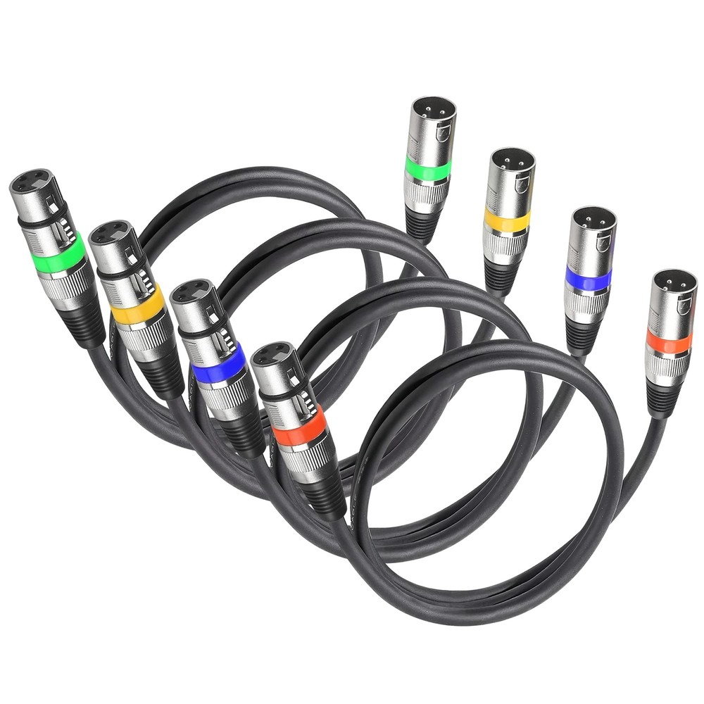 4Pack 3 Pin Dmx Cables Male Female XLR Patch Cables, Cable Dmx 1.2m 4ft XLR M…