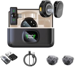 2 Pack Wireless Lavalier Microphone for iPhone 15, Android, USB C, ipad with …