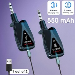 Wireless Guitar System Transmitter Receiver: UHF Cordless 164 Feet Range – 6 Cha