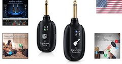 Wireless Guitar System – UHF Technology, 100ft Range, Rechargeable & Easy to Use
