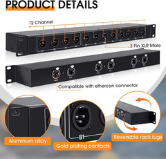 12-Channel XLR Balanced Patchbay Stage Box for Lighting & Studio Use
