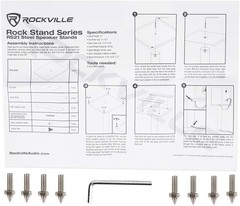 Pair Rockville RS21B V2 21 Inch Black Steel Bookshelf Speaker Stands